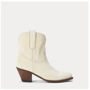 NEW Ralph Lauren Ivory Calfskin Suede Western Booties